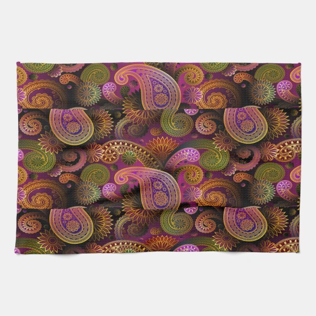 Linge De Cuisine Paisley Purple (Horizontal)