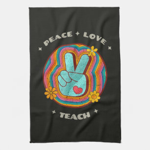 Linge De Cuisine Paix Amour Enseigne Vintage Rétro 70s Hippie