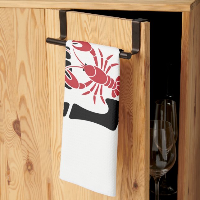 Linge De Cuisine Paix Amour et Écrevisses Cajun  (Pliage en tiers)