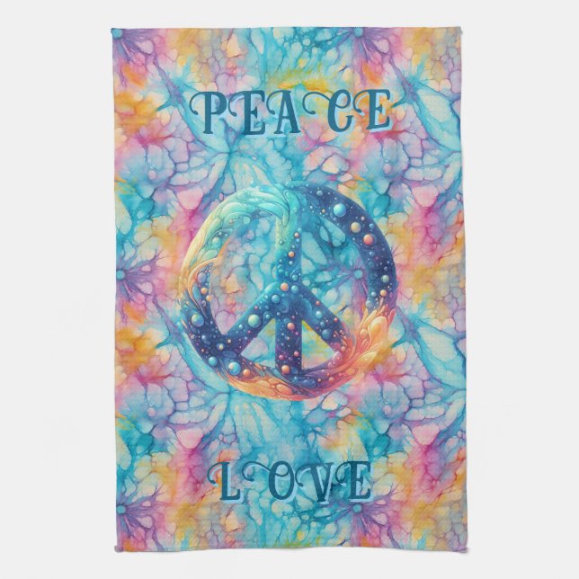 Linge De Cuisine Paix Amour Tie-Dye (Vertical)