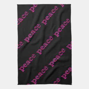 Linge De Cuisine paix noire rose