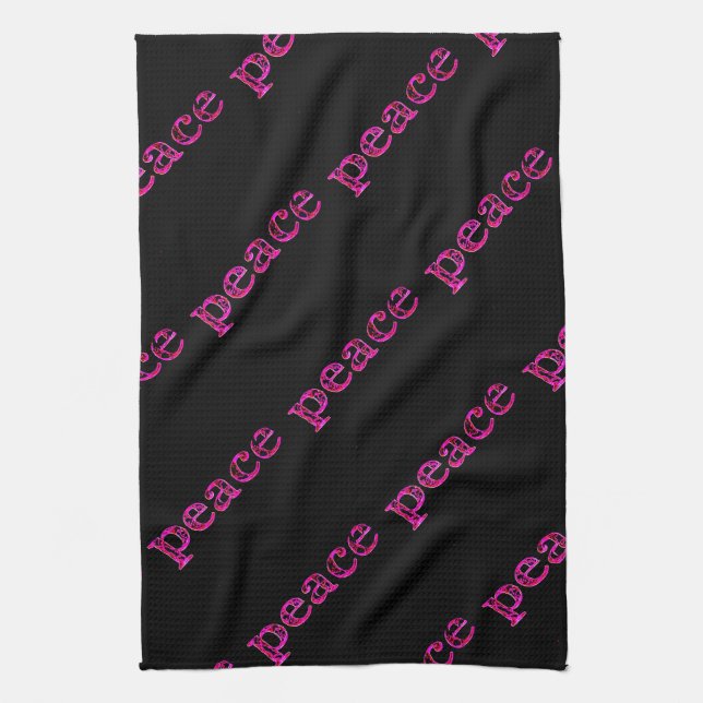 Linge De Cuisine paix noire rose (Vertical)