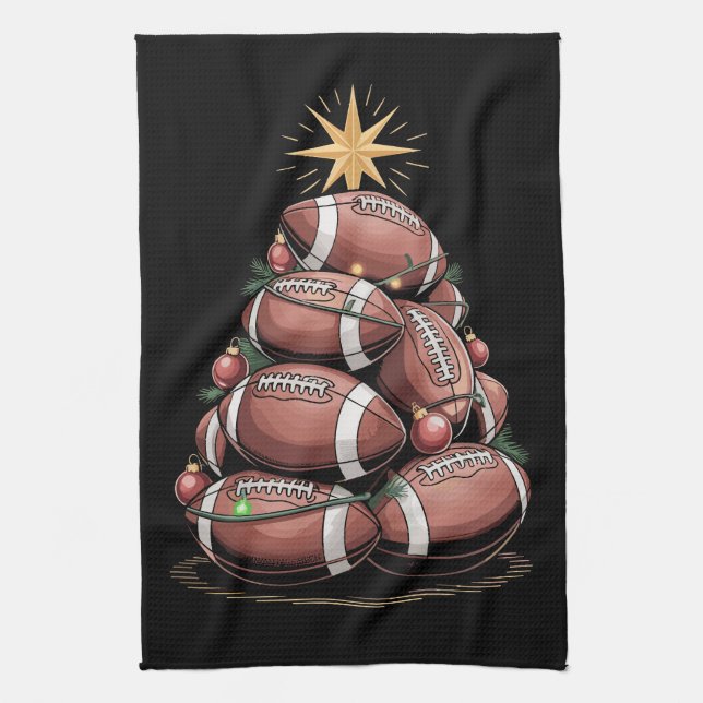 Linge De Cuisine Pajamas de Noël des sapins du football américain (Vertical)