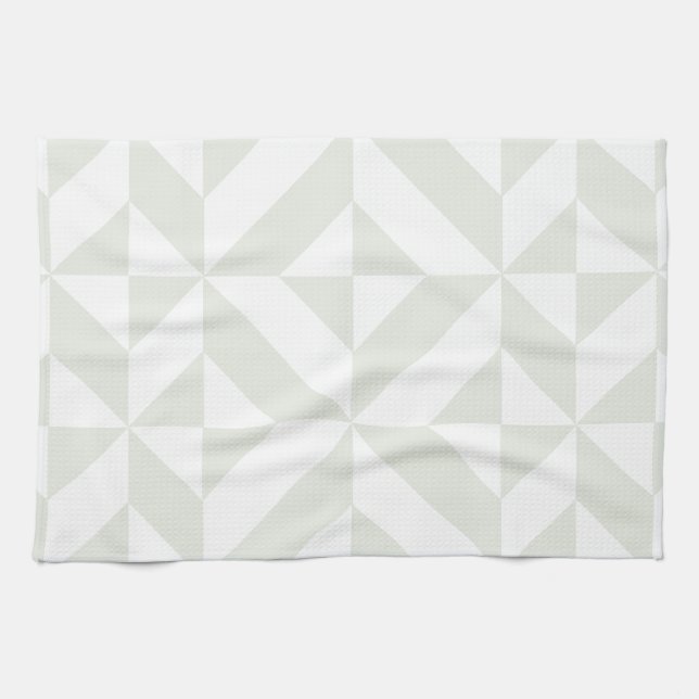 Linge De Cuisine Pale Gray Geometric Deco Cube Pattern (Horizontal)