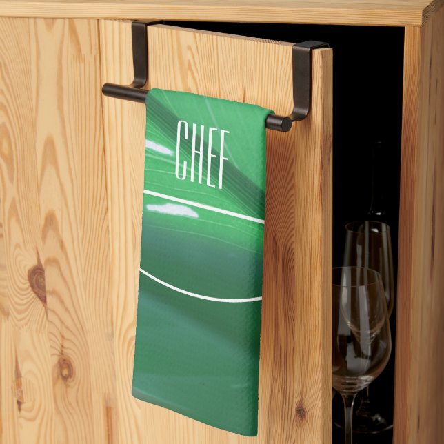 Linge De Cuisine Pale Pastel Green Leaf Plante chef créatif (Pliage en tiers)