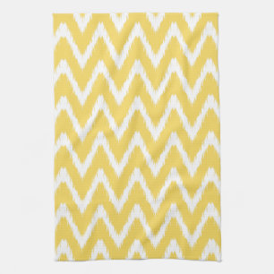 Linge De Cuisine Pale Yellow Asiatique Moods Ikat Chevrons