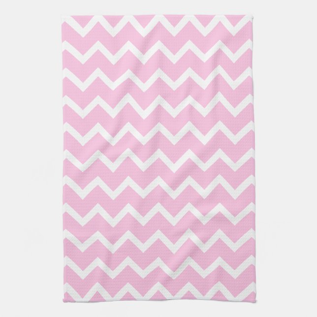 Linge De Cuisine Pâlissez - le modèle de zigzag rose et blanc (Vertical)