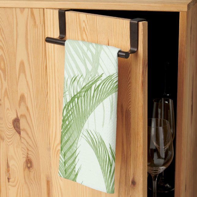 Linge De Cuisine Palmier Bliss en Plumes Vertes 1 (Pliage en tiers)