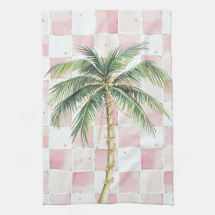 Linge De Cuisine Palmier d'or rose Carré rose