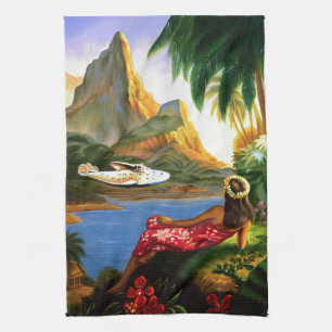 Linge De Cuisine Palmier hawaïen tropical vintage d'avion de mer