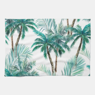 Linge De Cuisine Palmier tropical : Motif de la jungle aquarelle.