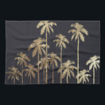 Linge De Cuisine Palmiers tropicaux d'or fascinant sur le noir<br><div class="desc">Fascinant et moderne les palmiers d'or imprimés ce par faux est parfait pour la personne à la mode et élégante. Sa copie contemporaine et tropicale est grande pour beaucoup de cadeaux et d'occasions. Appréciez cette conception élégante et exotique pour votre prochain achat !</div>