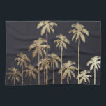 Linge De Cuisine Palmiers tropicaux d'or fascinant sur le noir<br><div class="desc">Fascinant et moderne les palmiers d'or imprimés ce par faux est parfait pour la personne à la mode et élégante. Sa copie contemporaine et tropicale est grande pour beaucoup de cadeaux et d'occasions. Appréciez cette conception élégante et exotique pour votre prochain achat !</div>