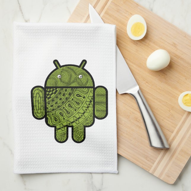 Linge De Cuisine Pancho Doodle Character pour le robot Android™ (Quart Plié)
