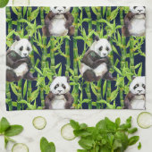 Linge De Cuisine Panda avec Motif d'aquarelle en bambou (Plié)