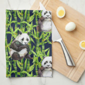 Linge De Cuisine Panda avec Motif d'aquarelle en bambou (Quart Plié)