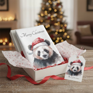 Linge De Cuisine Panda de Noël, personnalisable