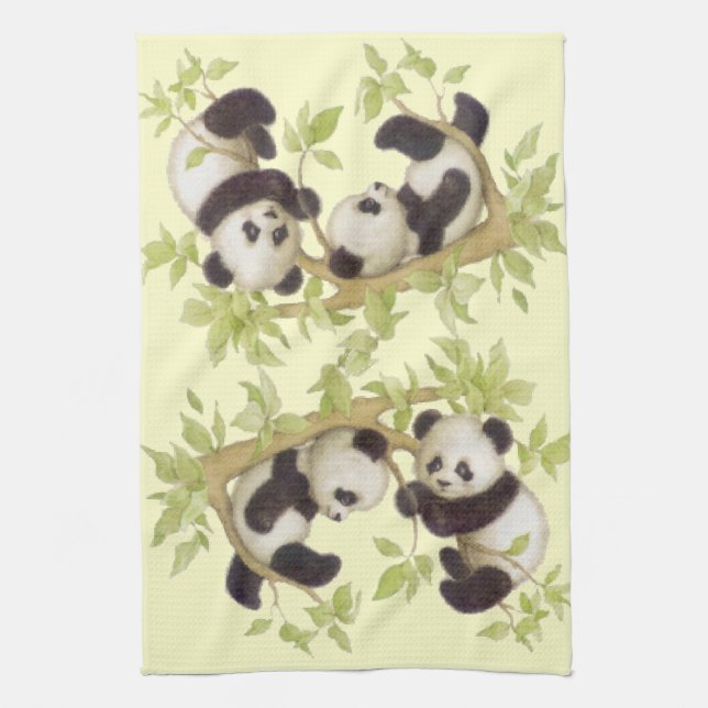 Linge De Cuisine Panda jouant dans un arbre (Vertical)