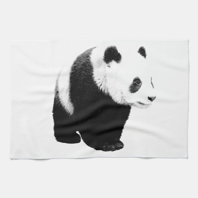 Linge De Cuisine Panda noir et blanc (Horizontal)