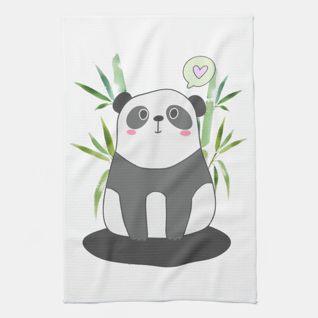 Linge De Cuisine Panda noir et blanc mignonne en Bambou (Vertical)