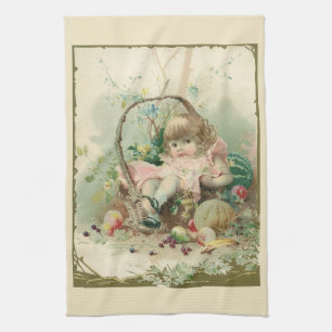 Linge De Cuisine Panier de fruits printanier d'enfant victorienne v
