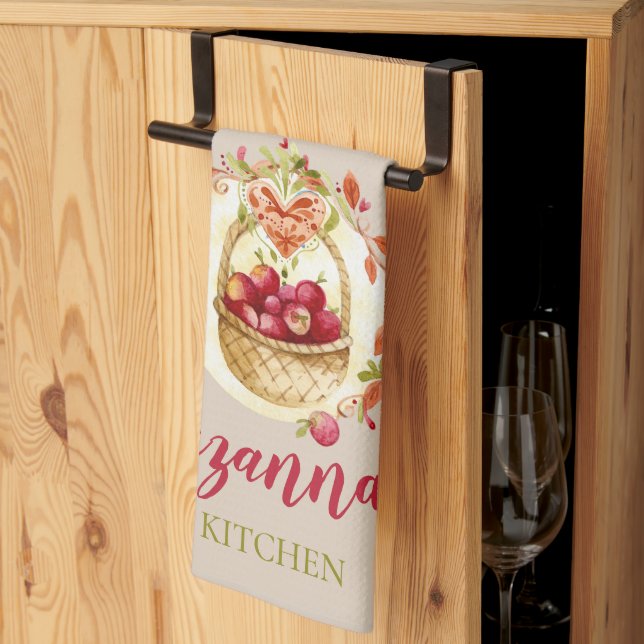 Linge De Cuisine Panier de pommes rouges d'automne (Pliage en tiers)
