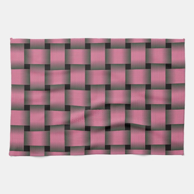Linge De Cuisine Panier rose rayé (Horizontal)