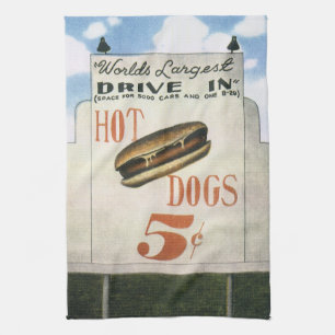 Linge De Cuisine Panneau d'affichage vintage, plus grand drive-in d