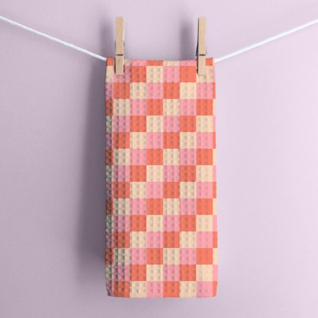 Linge De Cuisine Panneau de contrôle géométrique Pastel Coral (Créateur téléchargé)