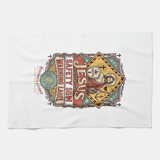 Linge De Cuisine Panneau de sécurité Jésus Étiquette d'avertissemen (Horizontal)