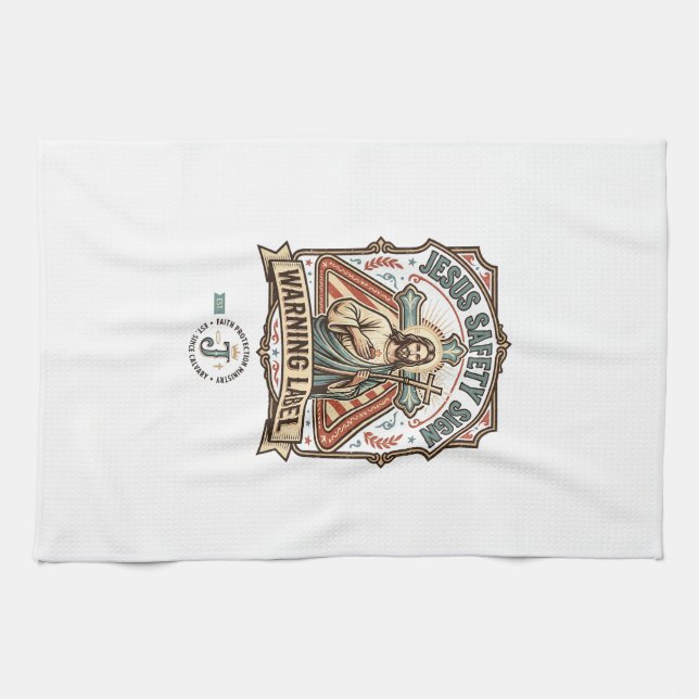 Linge De Cuisine Panneau de sécurité Jésus Étiquette d'avertissemen (Horizontal)