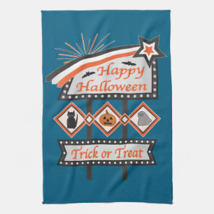 Linge De Cuisine Panneau d'Halloween Vintage rétros - Tricoter ou t