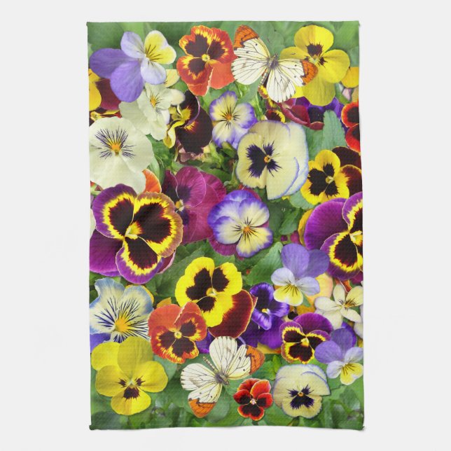 Linge De Cuisine Pansies et papillons (Vertical)