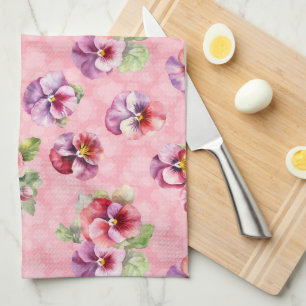 Linge De Cuisine Pansies violettes et roses