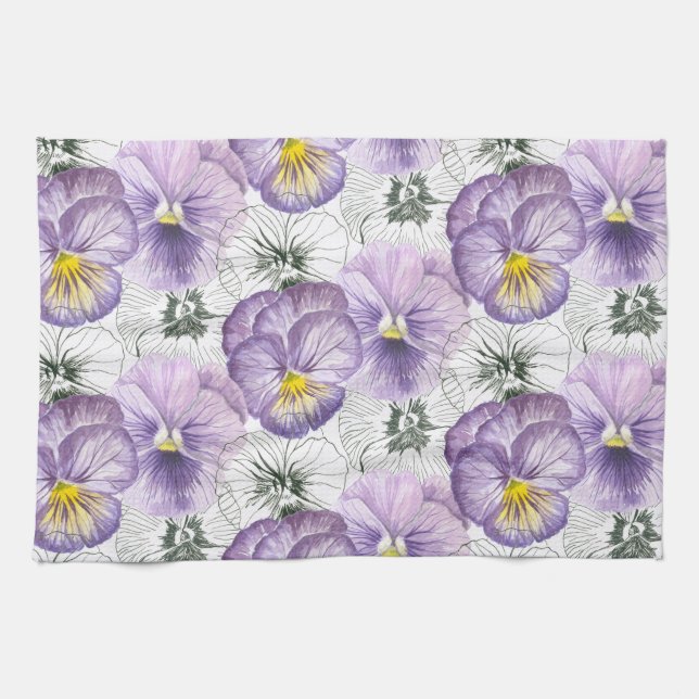 Linge De Cuisine Pansy motif (Horizontal)