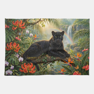 Linge De Cuisine Panthère noire Kenya Fleurs de jungle Cascade