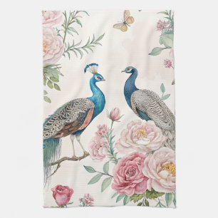 Linge De Cuisine Paon Élégant Floral Vintage (12)