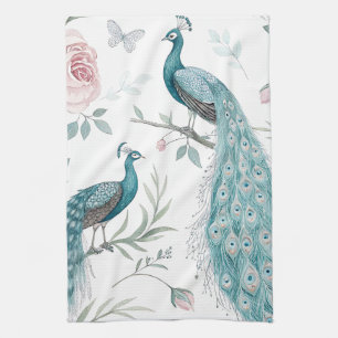 Linge De Cuisine Paon Élégant Floral Vintage (8)