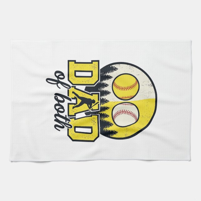 Linge De Cuisine Papa Baseball Softball des Deux Conception Vectori (Horizontal)