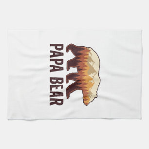 Linge De Cuisine Papa Bear silhouette ours vintage forêt T-Shirt_1