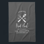 Linge De Cuisine Papa chef chef barbecue grill Noël anniversaire mo<br><div class="desc">Papa chef cuisinier barbecue Noël,  anniversaire fête des pères moderne gris et blanc tablier design.</div>