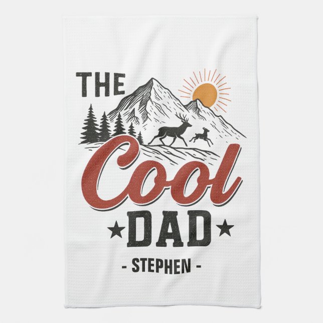 Linge De Cuisine Papa Cool - Rustic Mountain et Deer Design (Vertical)