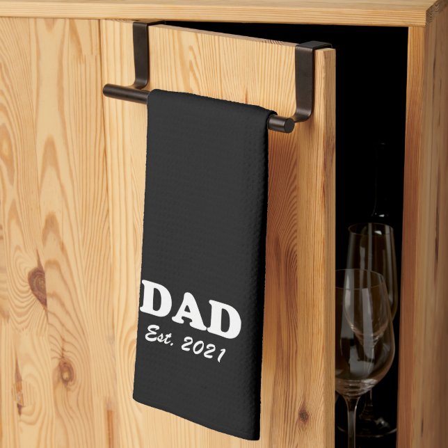 Linge De Cuisine Papa Custom Date établie noir blanc moderne (Pliage en tiers)