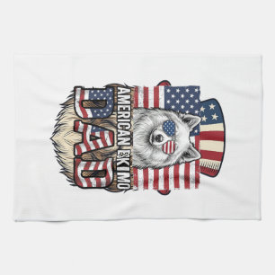 Linge De Cuisine Papa Esquimau Américain Patriotique Chien Vintage