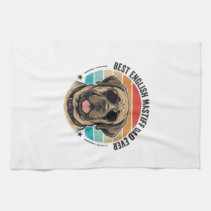 Linge De Cuisine Papa Mastiff Anglais Vintage Sunset Chien Vecteur