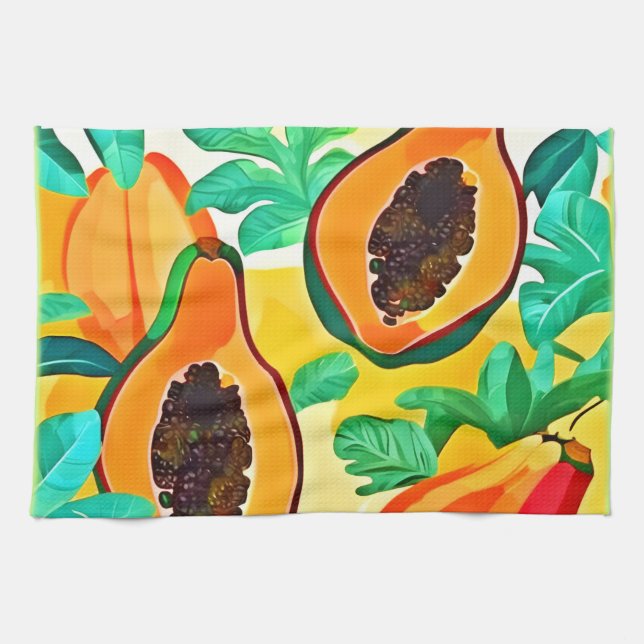 Linge De Cuisine Papaya Pop Art Tropical (Horizontal)