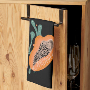 Linge De Cuisine Papaya Tiré À La Main Lettering Tropical Fruit