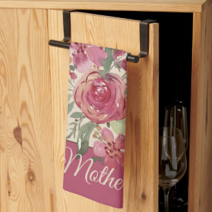 Linge De Cuisine Papier parchemin floral aquarelle rose personnalis