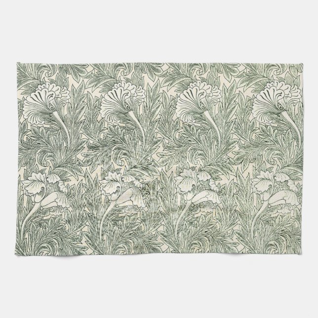 Linge De Cuisine Papier peint tulipe classique vert de William Morr (Horizontal)