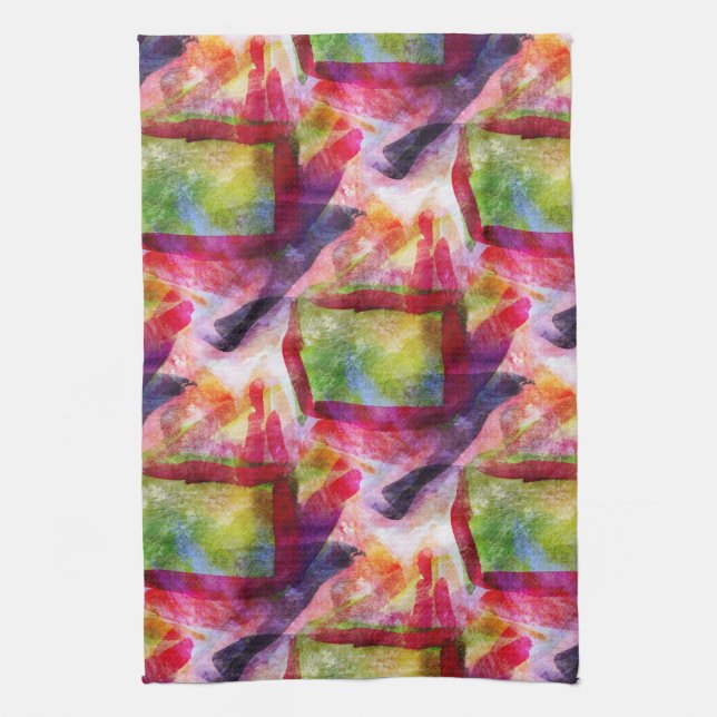 Linge De Cuisine Papier peint vert et rouge abstrait (Vertical)